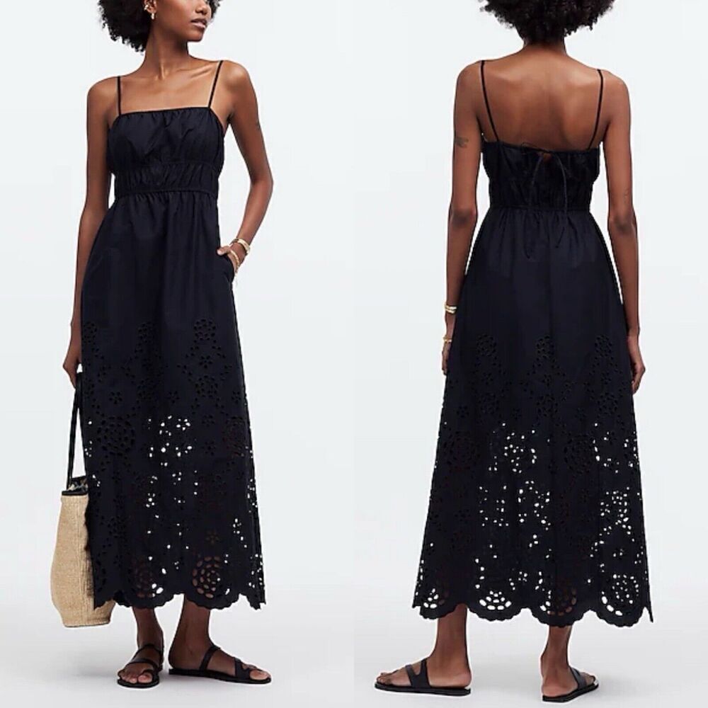 Madewell Black Eyelet Midi Dress/ Size 2